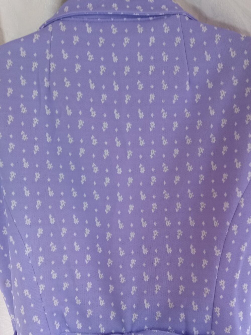 Vintage 70's Woman Light Lilac Purple White Mod Abstract Flower Blouse XL Shirt - Picture 10 of 11
